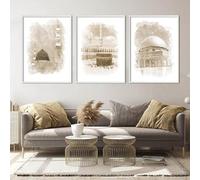 YLHKME Islamic Canvas Painting Mosque Arabic Islam Calligraphy Pictures Wall Art Islamic Poster Art Print, Living Room, Bedroom Decor, No Frame (3.3 x 60 x 90 cm)