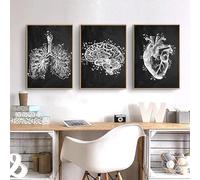 YLHKME Modern Anatomical Organ Heart Lungs Brain Flowers Pictures Canvas Painting, Human Anatomy Wall Pictures Living Room Bedroom Decorative Poster Art Prints, Without Frame (D-Frameless, 3 x 20 x 30