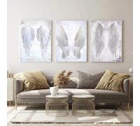 YLHKME Modern White Angel Wings Pictures Canvas Painting, Modern Wall Pictures Living Room Bedroom Decorative Poster Art Prints, Without Frame (Frameless, 3 x 50 x 70 cm)