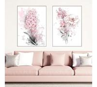 YLHKME Pink Flower Pictures Canvas Painting, Modern Nordic Wall Pictures Living Room Bedroom Decorative Poster Art Prints, Without Frame (Frameless, 2 x 20 x 30 cm)