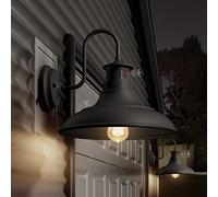 YLHogar Set of 2 Gooseneck Outdoor Wall Lights Fixtures,Dusk to Dawn Motion Sensor Farmhouse Wall Sconce Barn Lamp for Patio,3 Modes Adjustable Exterior Porch Light IP65 E26 Wall Mount Lighting Black