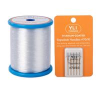 YLI Invisible Thread - Fine Polyester Monofilament for Quilting, Appliqué & Stitch-in-The-Ditch (Invisible Thread Poly & Topstitch #70/10, Combo Pack)