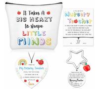 Ylinge Nursery Teacher Gifts Thank You Gifts Include 1 Wish Bracelet 1 Makeup Bag 1 Hanging Plaque 1 Thank You Keyring for Teaching Assistant Nursery Teacher Women Friend Bestie Wife Gift