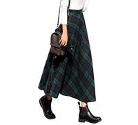 Ylingjun Long Wool Skirt for Womens High Elastic Waist A line Flared Pleated Wool Skirts - green - Small