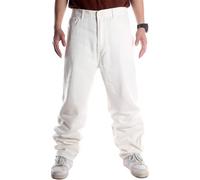 Ylingjun Mens Baggy Hip Hop Jeans Casual Loose Fit Embroidered Skateboard Denim Pants, White 108, 36