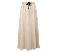 Ylingjun Womens Warm Fleece Lined Long Jersey Skirts Elastic Waist A Line Flared Winter Skirt - beige - XX-Large