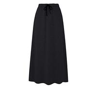 Ylingjun Womens Warm Fleece Lined Long Jersey Skirts Elastic Waist A Line Flared Winter Skirt - black - Medium