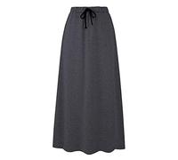 Ylingjun Womens Warm Fleece Lined Long Jersey Skirts Elastic Waist A Line Flared Winter Skirt - grey - X-Large