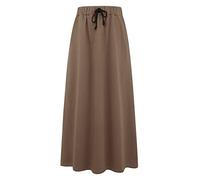 Ylingjun Womens Warm Fleece Lined Long Jersey Skirts Elastic Waist A Line Flared Winter Skirt - - Medium