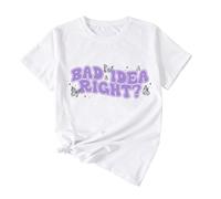 YLISA Bad IDEA Right Shirts for Women Concert Fans Tshirt Pop Rock Music T Shirt Purple Funny Graphic Tee, White1, XL