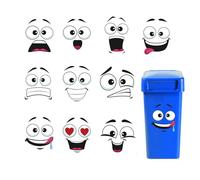 ylisen 10 Pack Funny Trash Garbage Can Stickers - 11.8in x 8.3in Cute Toilet Lid Decal Sticker, Adhesive Cartoon Expressions Sticker for Kitchen Fridge Bucket, Decorative Wall Stickers Indoor Outdoor