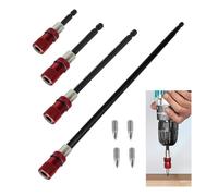 ylisen Drill Extension Bit Holder 4Pcs - 12'' 6'' 4'' 2'' Magnetic Drill Screwdriver Bit Extender 1/4 inch Hex Bit Holder, Impact Driver Extension Adjustable Depth Screwdriver, Red