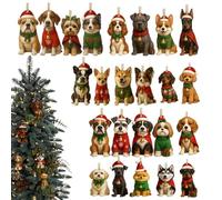 yljcrrk Christmas Calendar,2D Acrylic Dog Decor | 24 Days Christmas Tree Dog Ornaments - for Home Tree Desk Fireplace Holiday Window Door Party