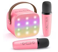 YLL Mini Karaoke Machine for Kids Adults, Portable Bluetooth Speaker with 2 Wireless Microphones,18 Pre-Loaded Songs Toys Birthday Gifts for Girls 4, 5, 6, 7, 8+ Years Old Toddler Teens (Sakura Pink)