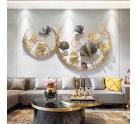 YLL Wall Metal Decor Art Round Shape Apricot Leaf Wall Sculptures for Home Outdoor Indoor Decoration Ornaments Bathroom Living Room Bedroom Or Porch Patio Garden Fence,110x67cm/43.3x26.3in