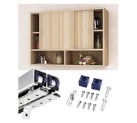 YLLFFLL Double Closet Sliding Door Track Kit with Floor Guide and Rollers, Top Hung Aluminum Mini Cabinet Door Hardware Kit for 18-24mm Thick Wood Door, Smooth Quiet Easy Install(Silver,3.0m/118.1in)