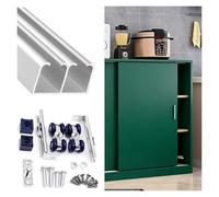 YLLFFLL Modern Sliding Door Track Kit for Wood Closets Cabinet, Double Sliding Track Roller Hanging Barn Door Rail Trolley, Metal Mini Box Rail Door Hardware Set Accessories(325cm/128in)