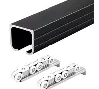YLLFFLL Sliding Pocket Door Hardware Track Kit Heavy Duty, Ceiling Mount/Wall Mounted Hanging Sliding Door System for Single/Double Door, Aluminum Box Rail Barn Door Hardware Kit(Black,8ft/243.8cm)