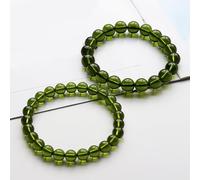 YLLLLY AAAAA+100% Natural Moldavite Green aerolites Czech Crystal Stone Raw Stone Grinding 8mm Bead Meteorite Bracelet