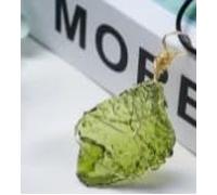 YLLLLY Natural Raw Moldavite Pendant Czech Meteorite Necklace with Goldtone Wire Wrap Irregular Crystals Certified 100% Real Moldavite (Length : 5-9g, Metal Color : Steel gold chain)