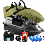 YLLLLY VERY100 500M Remote Control Wireless Fishing Bait Boat 3 Hoppers Hook/Bait post,LCD GPS Sonar Sensor Fishfinder,Handbag,Battery,Bait boat, fishing bait boat, Nest boat. (Color : White)