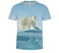 YLLMNOBN 3D Printed Polar Bear T-Shirt, Summer Beach Vacation Men's Short-Sleeve Casual Top