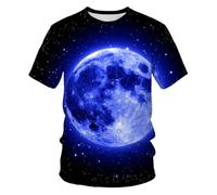 YLLMNOBN 3D Printed Universe and Planet T-Shirt, Summer Beach Vacation Men's Short-Sleeve Casual Top