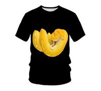 YLLMNOBN Golden Python Animal 3D Print T-Shirt for Men, Summer Outdoor Casual Sports Quick-Drying Short Sleeve
