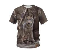 YLLMNOBN Jungle Hunting Wolf 3D Printed T-Shirt Summer Plus Size Sports Outdoor Crew Neck Top