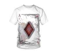 YLLMNOBN Men's T-shirt with diamond-shaped playing cards, 3D printed short sleeves, suitable for fitness, running, sports, casual wear, and comfort.