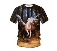 YLLMNOBN White Pegasus Summer Men's 3D Printed Quick-Drying Breathable T-Shirt Crew Neck Short Sleeve Top