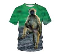 YLLMNOBN Wild Animal Monkey 3D Print Men's T-Shirt Summer Loose Casual Fashion Short Sleeve Top