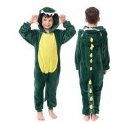 YLLSOPHAN Boys Girls Animal Pattern Lion Bear Panda Bunny Bull Gorilla Dinosaur Crocodile Onesie Pyjamas Outfit Sleepsuit Soft Fleece Extra Large Thickness (UK, Age, 7 Years, 8 Years, Crocodile)