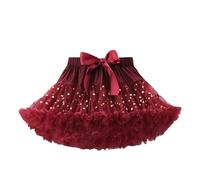 YLLSOPHAN Extra Fluffy Tutu Skirt Birthday Disco Party Ballet Dance Performance Multi Layers Tulle Newborn to Teenage (UK, Age, 3 Years, 4 Years, Regular, Sparkle Wine Red)