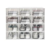 YlluySmn 24 pcs Stackable & Transparent Plastic Shoe Box Tidy Storage Shoe Storage Organizer Cabinet 13 * 9.1 * 5.5in,Round Hole and Buckle Connection,for storing shoes put such items as cosmetics