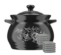 YLME Ceramic Casserole, 2L, Black, Round, Non-Stick, Oven Safe, 22cm Diameter, 17cm Height, 17cm Depth