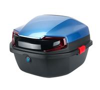 YLME Motorbike Top Box, 35L Motorcycle Universal Trunk Box, Helmet Luggage Storage Box Plastic Tour Tail Box Lockable for Motorcycle Scooter Moped,Blue