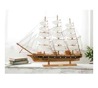 YLME Wooden Sailing Ship Ornaments Smooth Sailing Sailboat Finished Model Nordic Style Minimalist Decoration Sailing Ships for Office And Home Decoration
