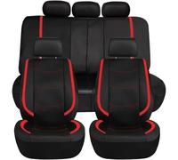 YLMKMVLCZC Universal Car Seat Covers Artificial Leather Bright Sheet With 3 Zipper Cushion Protector Accessories Interior Full Set Car Seat Cover(Red 5 Seat)