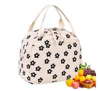 Ylnailky Aesthetic Lunch Bag | Corduroy Flower Lunch Bag | with Cooler Compartment Large Insulated Floral Tote for Cosmetics Students Work Teacher Picnic Adults Travel Kids