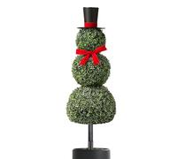 Ylnailky Artificial Christmas Tree,2.6ft Craft wth Red Bow Hat | Snowman Tree with Red Bow and Hat - for Porch Home Workplace Shop Display Garden Backyard Living Room Lawn