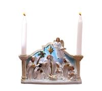 Ylnailky Christmas Candle Holder | Christmas Candlestick Figurines,Resin Nativity Statue Candle Holder for Home Fireplace Table Indoor Mantle Christian Decor