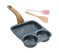 Ylnailky Egg Frying Pan | 3 Section Non Stick Pancake Pan with Spatula and Brush | Divided Skillet for Frying Cooking Kitchen Dining