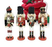 Ylnailky Nutcracker Christmas Ornaments,Nutcrackers Figures Holiday Table Decor | Wooden Christmas Decorations for Party Indoor Outdoor Use Living Room Fireplace Kitchen Garden