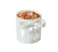 Ylnailky Ribbon Bow Cup | 12oz Charming Aesthetic Bow Handle Mug,Large Capacity Kitchen Drinkware Accessories for Orange Juice Tea Milk Latte Drinks Hot Cocoa