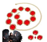 Ylnailky Women's Raven Cosplay Waist Belt - 1/2set Teen T-itans Costume Props | Red Gems Stone Waist Chain Adjustable Anime Jewel Rhinestones Belt Cosplay Accessories For Women Halloween Pa-rty