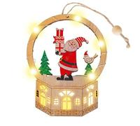 Ylnailky Wooden Ornaments for Christmas Tree,Seasonal Decoration with LED Light - Festive Pendant Ornament - for Front Door Office Wreath Staircase Window Sill Mantel Wall Living Room Study Bedroom