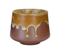 YlobdolY 200ml Ceramic Tea Cup, Chinese Stoneware Kung Fu Teacup with No Handle, Asian Latte Cups Coffee Mug Espresso Mugs, Japanese Style Kungfu Teacups for Adults Fluid Brown