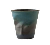 YlobdolY 200ml Ceramic Tea Cup, Hand Pinched Chinese Kung Fu Teacup with No Handle, Asian Latte Cups Coffee Mug Espresso Mugs, Japanese Style Kungfu Teacups for Adults Blue Black