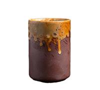 YlobdolY 200ml Ceramic Tea Cup, Kiln Glazed Stoneware Cylinder Chinese Kungfu Teacup with No Handle, Vintage Latte Cups Coffee Mug Espresso Mugs, Asian Drinking Cups for Adults Brown